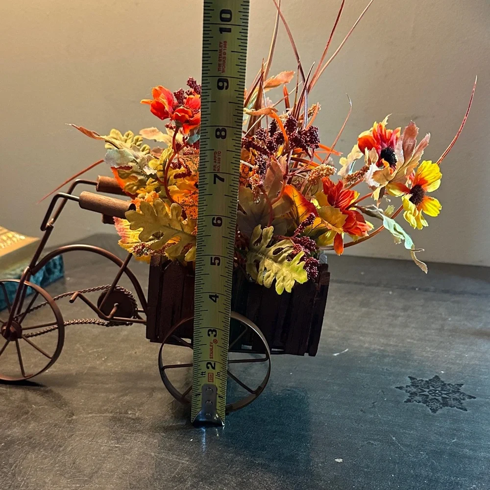 Rustic Orange Floral Tricycle Accent - Unbranded